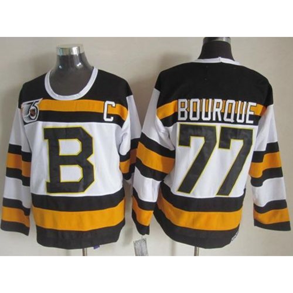 Bruins #77 Ray Bourque White CCM Throwback 75TH Stitched NHL Jersey