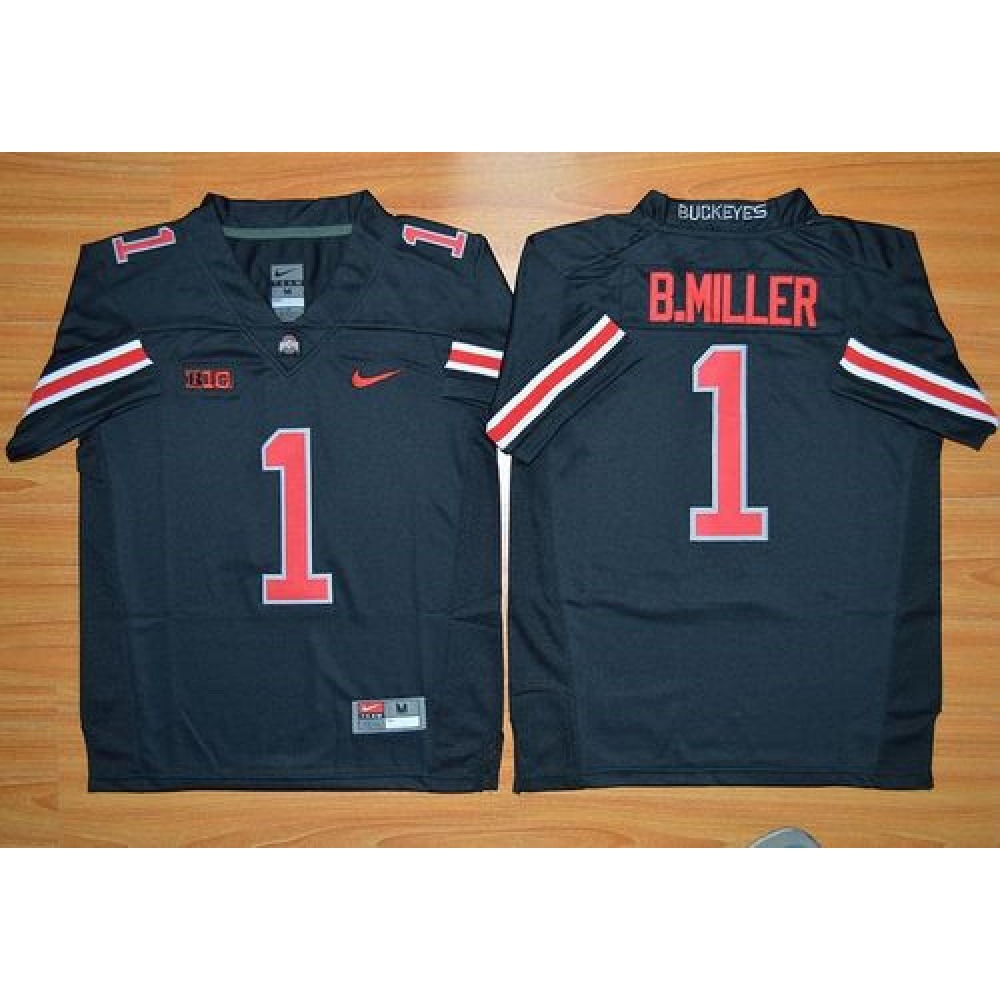 Buckeyes #1 Braxton Miller Black(Red No.) Limited Stitched Youth NCAA Jersey