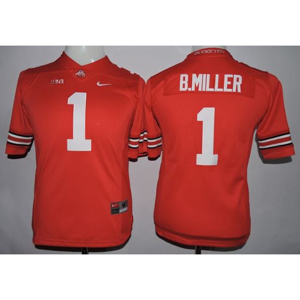 Buckeyes #1 Braxton Miller Red Stitched Youth NCAA Jersey