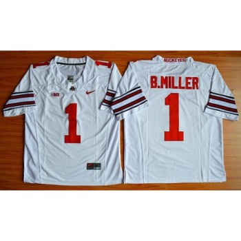 Buckeyes #1 Braxton Miller White Limited Stitched NCAA Jersey Buckeyes #1 Braxton Miller White Limited Stitched NCAA Jersey