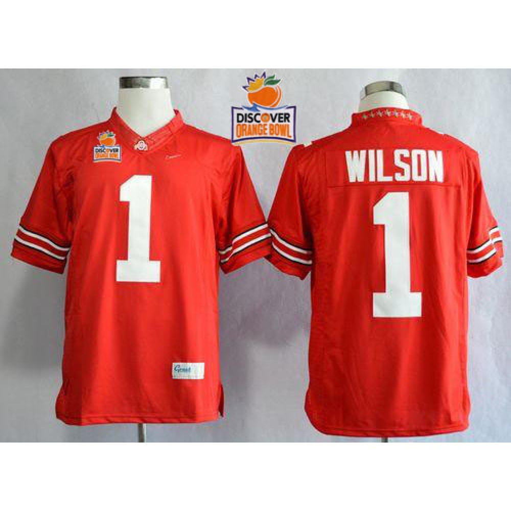 Buckeyes #1 Dontre Wilson Red Limited 2014 Discover Orange Bowl Patch Stitched NCAA Jersey