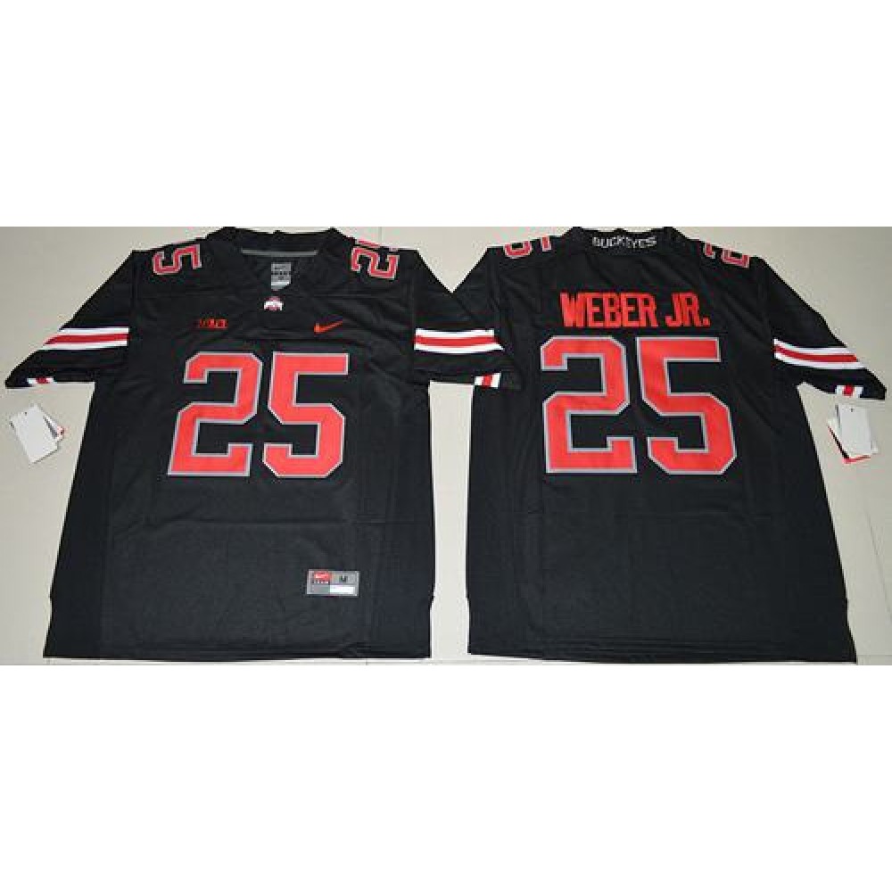 Buckeyes #25 Mike Weber Jr. Black(Red No.) Limited Stitched NCAA Jersey