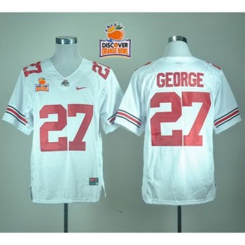 Buckeyes #27 Eddie George White 2014 Discover Orange Bowl Patch Stitched NCAA Jersey Buckeyes #27 Eddie George White 2014 Discover Orange Bowl Patch Stitched NCAA Jersey