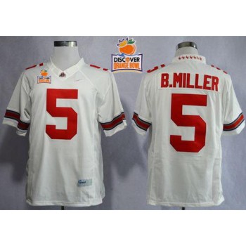 Buckeyes #5 Braxton Miller White Limited 2014 Discover Orange Bowl Patch Stitched NCAA Jersey