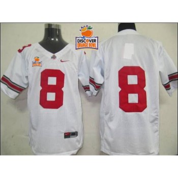 Buckeyes #8 White 2014 Discover Orange Bowl Patch Stitched NCAA Jersey Buckeyes #8 White 2014 Discover Orange Bowl Patch Stitched NCAA Jersey