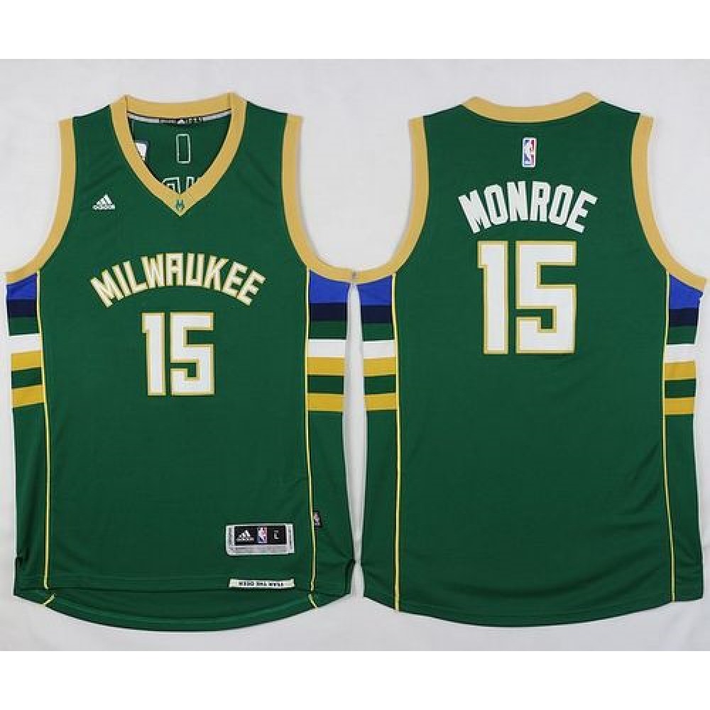 Bucks #15 Greg Monroe Green Stitched NBA Jersey