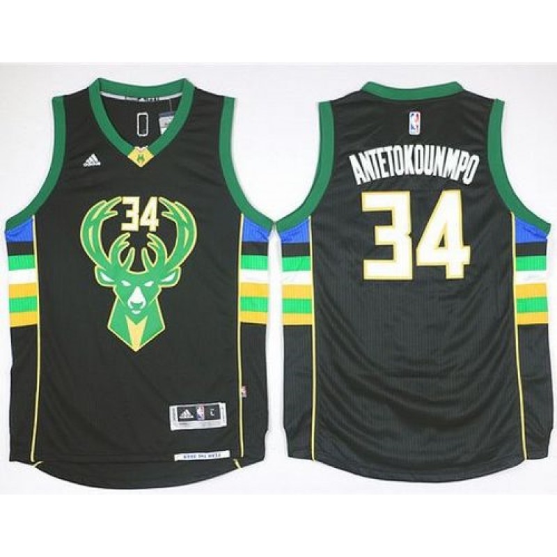 Bucks #34 Giannis Antetokounmpo Black Alternate Stitched NBA Jersey Bucks #34 Giannis Antetokounmpo Black Alternate Stitched NBA Jersey