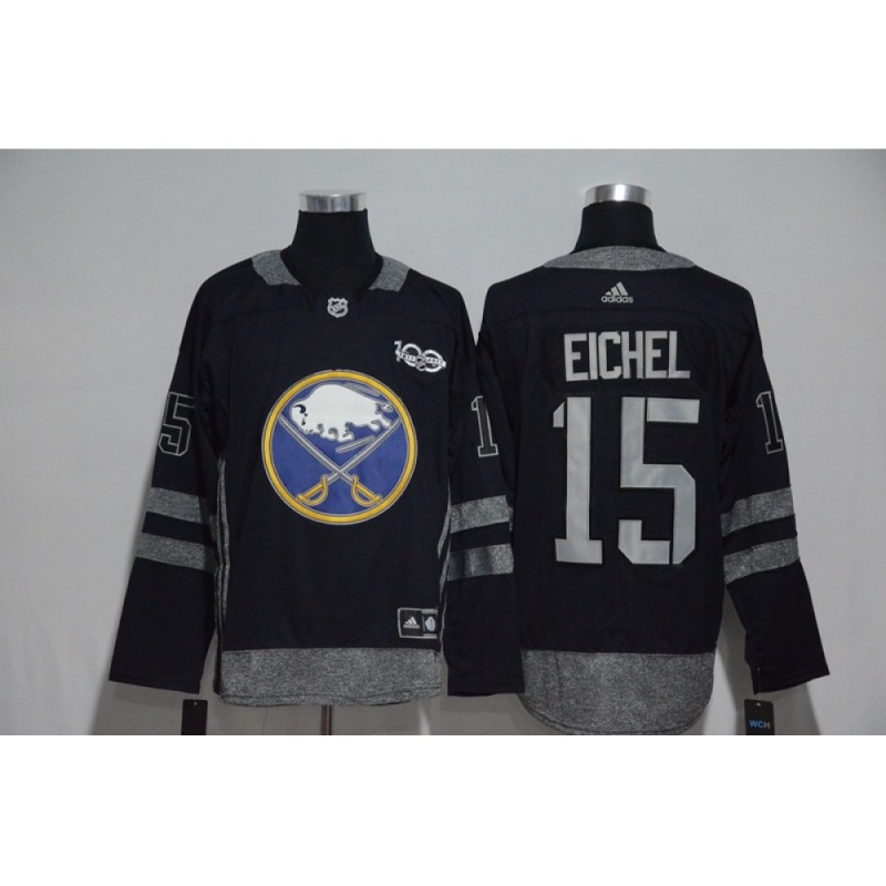 Buffalo Sabres #15 Jack Eichel Black Men's 1917-2017 100th Anniversary Stitched NHL Jersey Buffalo Sabres #15 Jack Eichel Black Men's 1917-2017 100th Anniversary Stitched NHL Jersey