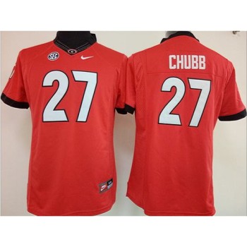 Bulldogs #27 Nick Chubb Red Women's Stitched NCAA Jersey Bulldogs #27 Nick Chubb Red Women's Stitched NCAA Jersey