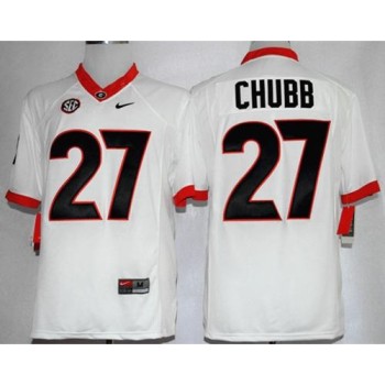 Bulldogs #27 Nick Chubb White Limited Stitched NCAA Jersey Bulldogs #27 Nick Chubb White Limited Stitched NCAA Jersey