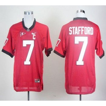 Bulldogs #7 Matthew Stafford Red With C Patch Stitched NCAA Jersey Bulldogs #7 Matthew Stafford Red With C Patch Stitched NCAA Jersey