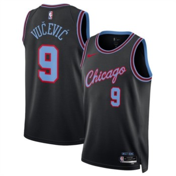 Men's Chicago Bulls #9 Nikola Vučević Black 2025/26 City Edition Stitched Basketball Jersey