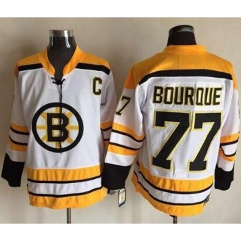 CCM Throwback Bruins #77 Ray Bourque White Stitched NHL Jersey CCM Throwback Bruins #77 Ray Bourque White Stitched NHL Jersey