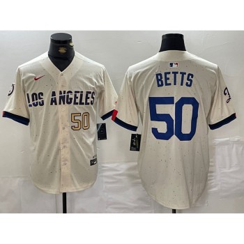 Men's Los Angeles Dodgers #50 Mookie Betts Cream Stitched Baseball Jersey Men's Los Angeles Dodgers #50 Mookie Betts Cream Stitched Baseball Jersey
