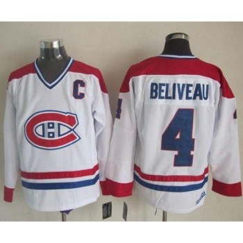 Canadiens #4 Jean Beliveau White CH-CCM Throwback Stitched NHL Jersey Canadiens #4 Jean Beliveau White CH-CCM Throwback Stitched NHL Jersey