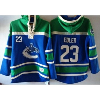 Canucks #23 Alexander Edler Blue Sawyer Hooded Sweatshirt Stitched NHL Jersey
