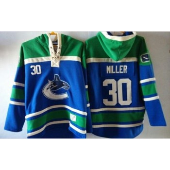 Canucks #30 Ryan Miller Blue Sawyer Hooded Sweatshirt Stitched NHL Jersey