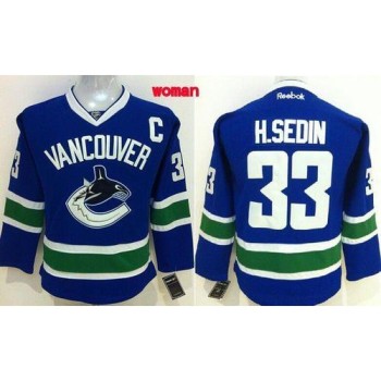 Canucks #33 Henrik Sedin Blue Home Women's Stitched NHL Jersey
