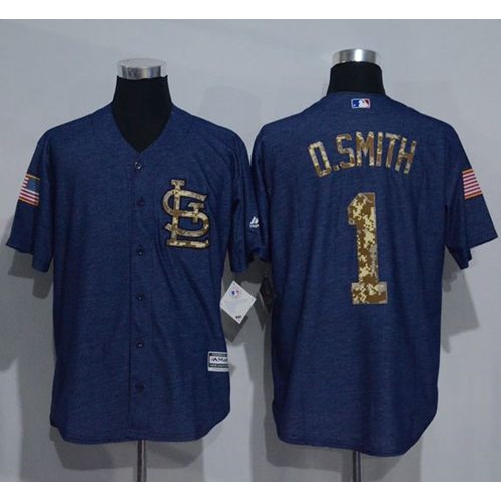 Cardinals #1 Ozzie Smith Denim Blue Salute to Service Stitched MLB Jersey