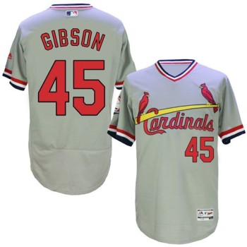 Cardinals #45 Bob Gibson Grey Flexbase Authentic Collection Cooperstown Stitched MLB Jersey Cardinals #45 Bob Gibson Grey Flexbase Authentic Collection Cooperstown Stitched MLB Jersey
