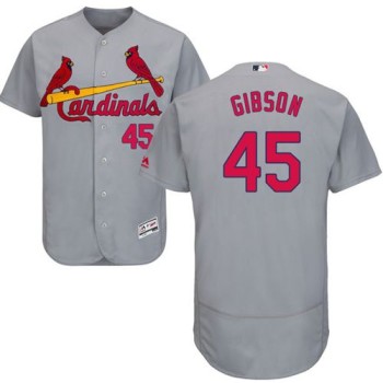 Cardinals #45 Bob Gibson Grey Flexbase Authentic Collection Stitched MLB Jersey Cardinals #45 Bob Gibson Grey Flexbase Authentic Collection Stitched MLB Jersey