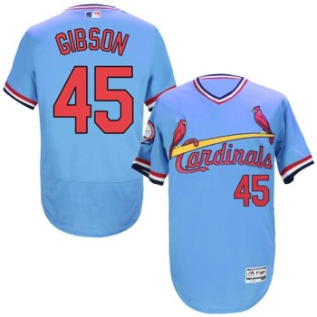 Cardinals #45 Bob Gibson Light Blue Flexbase Authentic Collection Cooperstown Stitched MLB Jersey Cardinals #45 Bob Gibson Light Blue Flexbase Authentic Collection Cooperstown Stitched MLB Jersey