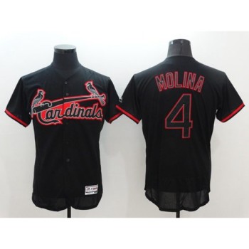 Cardinals #4 Yadier Molina Black Fashion Flexbase Authentic Collection Stitched MLB Jersey Cardinals #4 Yadier Molina Black Fashion Flexbase Authentic Collection Stitched MLB Jersey