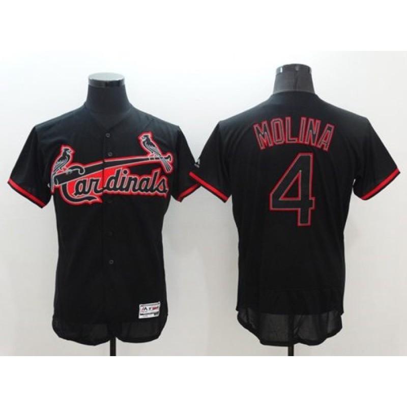 Cardinals #4 Yadier Molina Black Fashion Flexbase Authentic Collection Stitched MLB Jersey Cardinals #4 Yadier Molina Black Fashion Flexbase Authentic Collection Stitched MLB Jersey