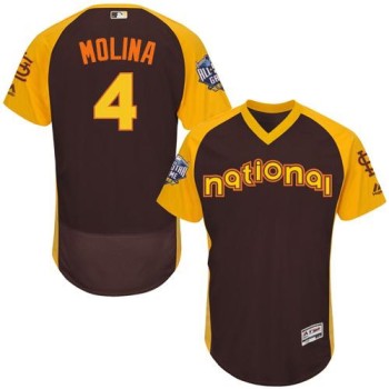 Cardinals #4 Yadier Molina Brown Flexbase Authentic Collection 2016 All-Star National League Stitched MLB Jersey Cardinals #4 Yadier Molina Brown Flexbase Authentic Collection 2016 All-Star National League Stitched MLB Jersey
