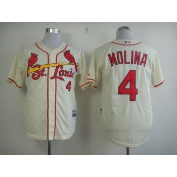 Cardinals #4 Yadier Molina Cream Alternate Cool Base Stitched MLB Jersey Cardinals #4 Yadier Molina Cream Alternate Cool Base Stitched MLB Jersey