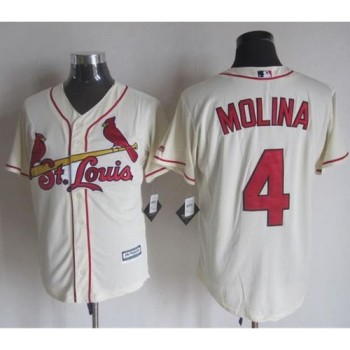 Cardinals #4 Yadier Molina Cream New Cool Base Stitched MLB Jersey Cardinals #4 Yadier Molina Cream New Cool Base Stitched MLB Jersey