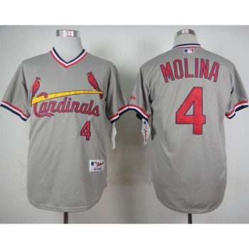 Cardinals #4 Yadier Molina Grey 1978 Turn Back The Clock Stitched MLB Jersey Cardinals #4 Yadier Molina Grey 1978 Turn Back The Clock Stitched MLB Jersey