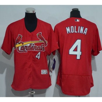Cardinals #4 Yadier Molina Red Flexbase Authentic Women's Stitched MLB Jersey Cardinals #4 Yadier Molina Red Flexbase Authentic Women's Stitched MLB Jersey