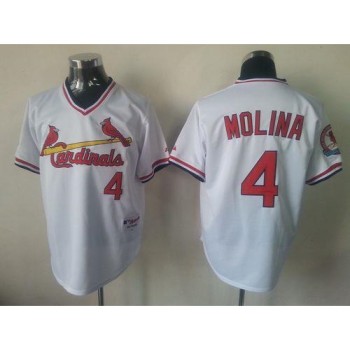 Cardinals #4 Yadier Molina White 1982 Turn Back The Clock Stitched MLB Jersey Cardinals #4 Yadier Molina White 1982 Turn Back The Clock Stitched MLB Jersey