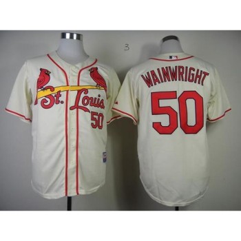 Cardinals #50 Adam Wainwright Cream Stitched MLB Jersey Cardinals #50 Adam Wainwright Cream Stitched MLB Jersey