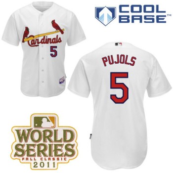 Cardinals #5 Albert Pujols White Cool Base 2011 World Series Patch Stitched MLB Jersey Cardinals #5 Albert Pujols White Cool Base 2011 World Series Patch Stitched MLB Jersey