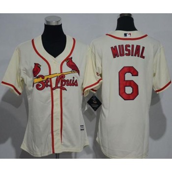 Cardinals #6 Stan Musial Cream Alternate Women's Stitched MLB Jersey Cardinals #6 Stan Musial Cream Alternate Women's Stitched MLB Jersey