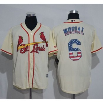 Cardinals #6 Stan Musial Cream USA Flag Fashion Stitched MLB Jersey Cardinals #6 Stan Musial Cream USA Flag Fashion Stitched MLB Jersey