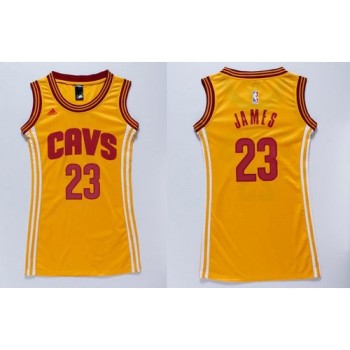 Cavaliers #23 LeBron James Gold Women's Dress Stitched NBA Jersey Cavaliers #23 LeBron James Gold Women's Dress Stitched NBA Jersey