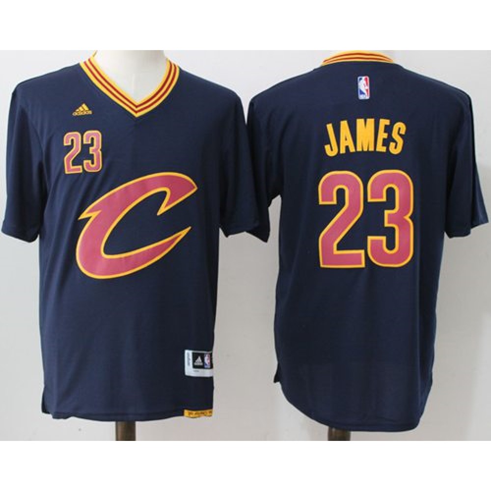 Cavaliers #23 LeBron James Navy Blue Short Sleeve 