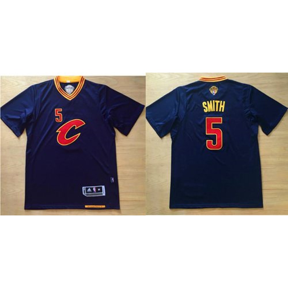 Cavaliers #5 J.R. Smith Navy Blue Short Sleeve 