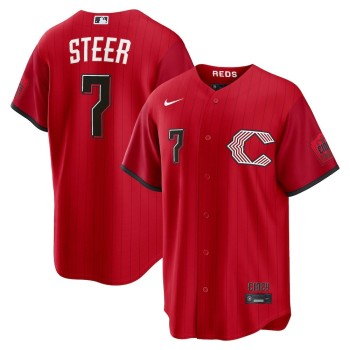 Men's Cincinnati Reds #7 Spencer Steer Red 2026 City Connect Stitched Jersey