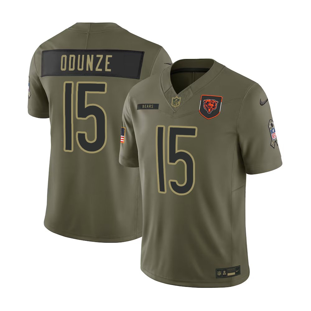 Youth's Chicago Bears #15 Rome Odunze Nike Olive 2025 Salute to Service Retired Limited Jersey Youth's Chicago Bears #15 Rome Odunze Nike Olive 2025 Salute to Service Retired Limited Jersey