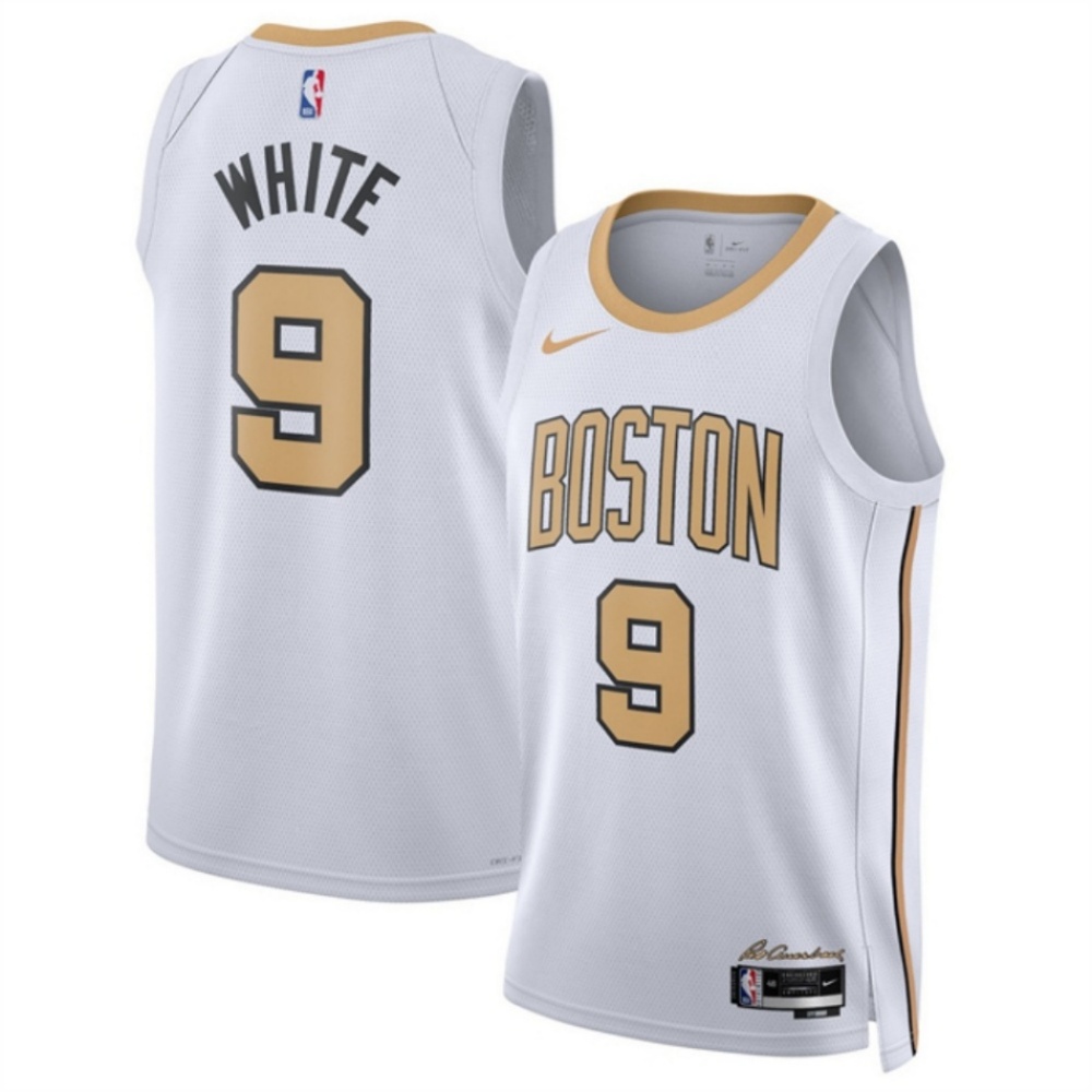 Men's Boston Celtics #9 Derrick White White 2025/26 City Edition Stitched Basketball Jersey