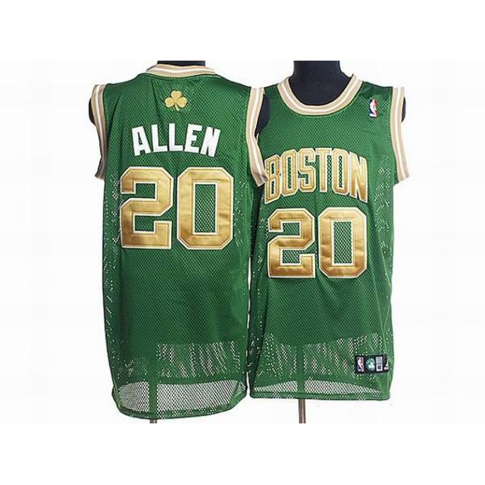 Celtics #20 Ray Allen Stitched Green Gold Number NBA Jersey