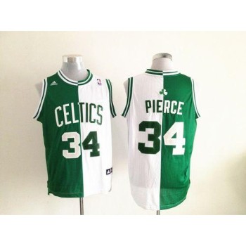 Celtics #34 Paul Pierce Green/White Split Fashion Embroidered NBA Jersey Celtics #34 Paul Pierce Green/White Split Fashion Embroidered NBA Jersey