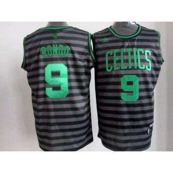 Celtics #9 Rajon Rondo Black/Grey Groove Embroidered NBA Jersey Celtics #9 Rajon Rondo Black/Grey Groove Embroidered NBA Jersey