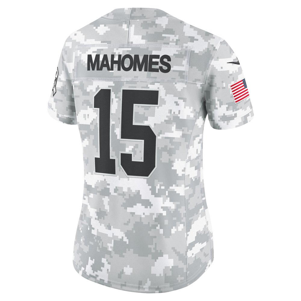 Women's Kansas City Chiefs #15 Patrick Mahomes Arctic Camo 2024 Salute to Service Limited Jersey Women's Kansas City Chiefs #15 Patrick Mahomes Arctic Camo 2024 Salute to Service Limited Jersey