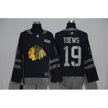 Chicago Blackhawks #19 Jonathan Toews Black Men's 1917-2017 100th Anniversary  Stitched NHL Jersey Chicago Blackhawks #19 Jonathan Toews Black Men's 1917-2017 100th Anniversary  Stitched NHL Jersey