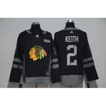 Chicago Blackhawks #2 Duncan Keith Black Men's 1917-2017 100th Anniversary  Stitched NHL Jersey Chicago Blackhawks #2 Duncan Keith Black Men's 1917-2017 100th Anniversary  Stitched NHL Jersey